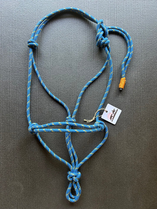 Licol prêt à partir – Bleu/Jaune – Cheval – Corde fine 6mm